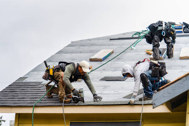 Professional Roofing technician working in Evart, MI